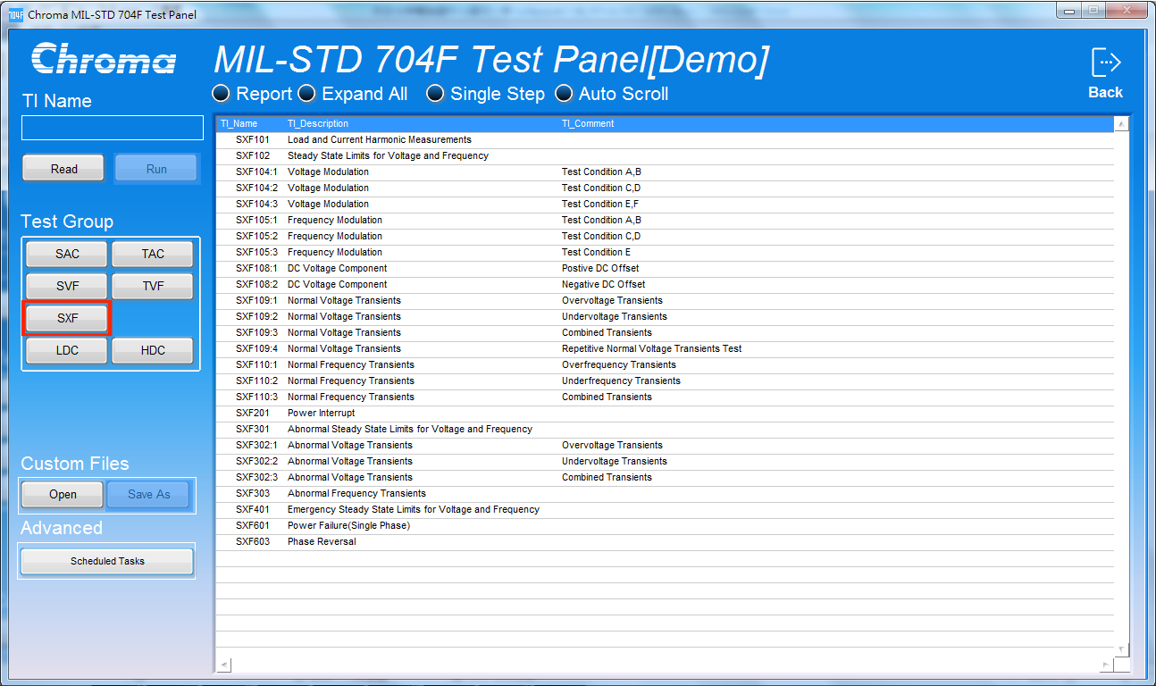 Chroma MIL-STD-704F Aerospace Test Softpanel SXF