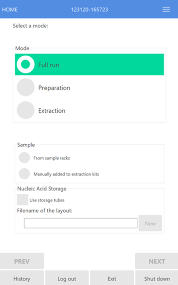 Step 1/5 - Select running mode